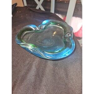Beautiful Vintage Murano Sommerso Glass Ashtray Geode Bowl